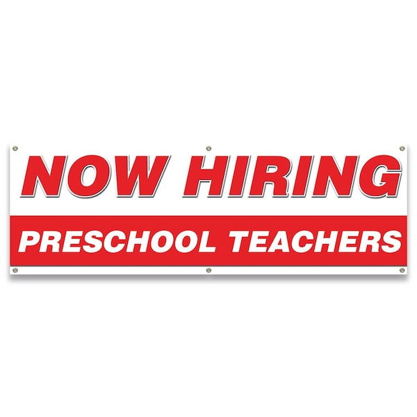 Now Hiring Preschool Teachers Banner Apply Inside Accepting Application Single Sided